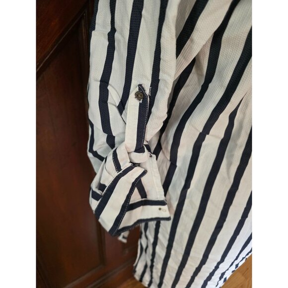 Zara Basic Striped Button-Down Long Sleeve Shirt Dress S Black & White - Picture 4 of 8